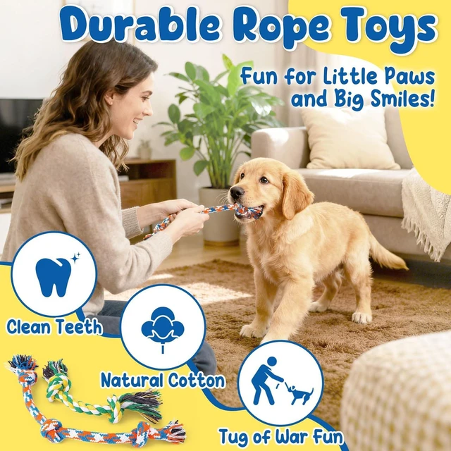 Alt view image 4 of 6 - 9 Pack Puppy Toys Set for Small Dogs, Teething & Interactive Play | No-Stuffing Octopus-Shaped Toy, Squeaky & Crinkle Sounds, Interactive Tugging, Keep Dogs Busy, Indoor & Outdoor Play
