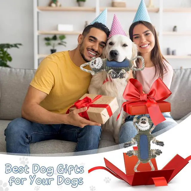 Alt view image 5 of 7 - Funny Plush Dog Chew Toys, Squeaky Dog Toys, Interactive Tug of War Puppy Toys, Stuffed Dog Toys for Small, Medium and Large Dogs - Monkey