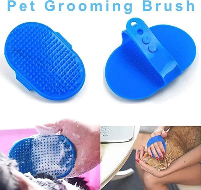 Alt view image 3 of 7 - 6Pcs Grooming Kit with Brush, Hair Remover, Shampoo Brush, Double-Sided Comb, Nail Clipper and Trimmer for Rabbits, Hamsters, Bunnies, and Guinea Pigs - Blue