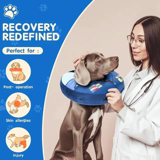 Alt view image 4 of 7 - Soft Dog Cone Alternative - Adjustable Recovery Collar for Post-Surgery, Neck Donut E-Collar for Small Medium Large Dogs, Comfy Elizabethan SubstituteS 5.5"-8.5"