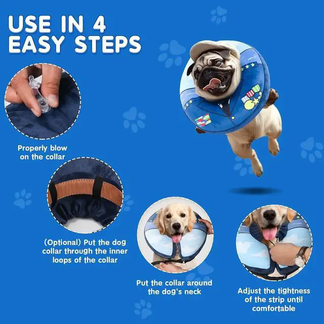 Alt view image 5 of 7 - Soft Dog Cone Alternative - Adjustable Recovery Collar for Post-Surgery, Neck Donut E-Collar for Small Medium Large Dogs, Comfy Elizabethan SubstituteS 5.5"-8.5"
