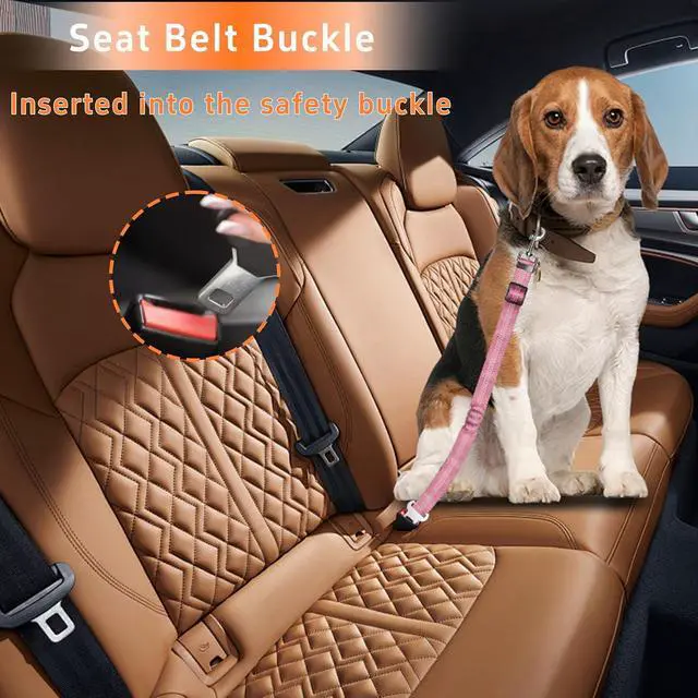 Alt view image 4 of 7 - 3-Piece Dog Car Harness Set - Retractable, Adjustable, Reflective Dog Seatbelt for Vehicle Headrests - Heavy Duty & High Elastic, Pink