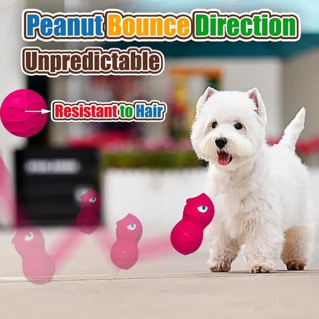 Alt view image 5 of 7 - Latex Squeaky Dog Toys for Small Dogs, Mini Breeds, 1.6" Peanut | 1.6"*1.7"*3.3" Peanut 3pcs, Soft Rubber Puppy Squeak Ball, Cute Pet Toys with Squeaker, Interactive Fetch Toy Indoor, Outdoor