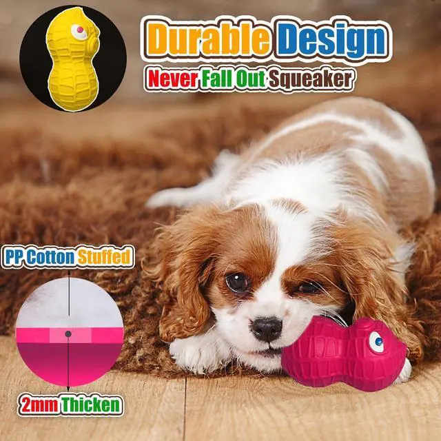 Alt view image 6 of 7 - Latex Squeaky Dog Toys for Small Dogs, Mini Breeds, 1.6" Peanut | 1.6"*1.7"*3.3" Peanut 3pcs, Soft Rubber Puppy Squeak Ball, Cute Pet Toys with Squeaker, Interactive Fetch Toy Indoor, Outdoor