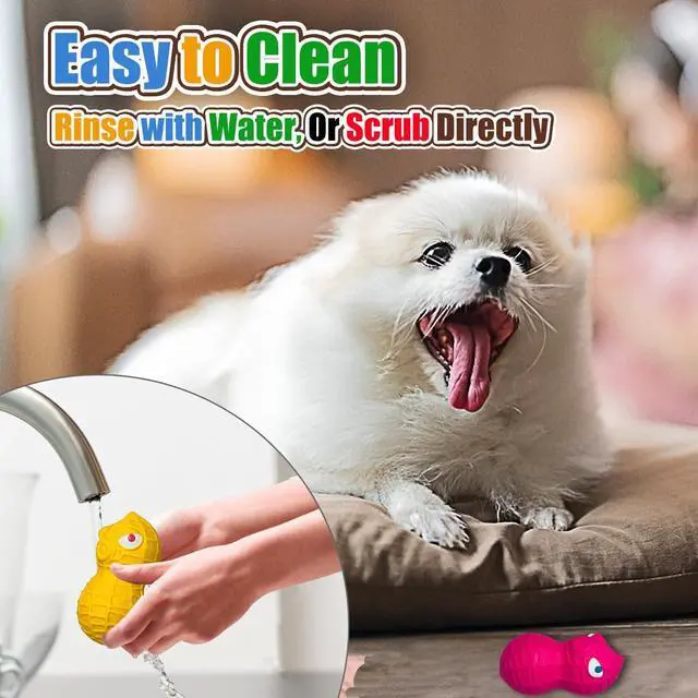 Alt view image 7 of 7 - Latex Squeaky Dog Toys for Small Dogs, Mini Breeds, 1.6" Peanut | 1.6"*1.7"*3.3" Peanut 3pcs, Soft Rubber Puppy Squeak Ball, Cute Pet Toys with Squeaker, Interactive Fetch Toy Indoor, Outdoor