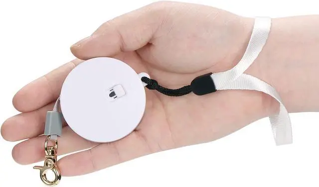 Main image of Retractable Dog Leash for Small Dogs Cats up to 11lbs with 6.5ft Anti-Pull Strong Nylon Tape, Hands Free, Mini and Portable Walking Leash with Wrist Strap, One-Hand Brake, White Round