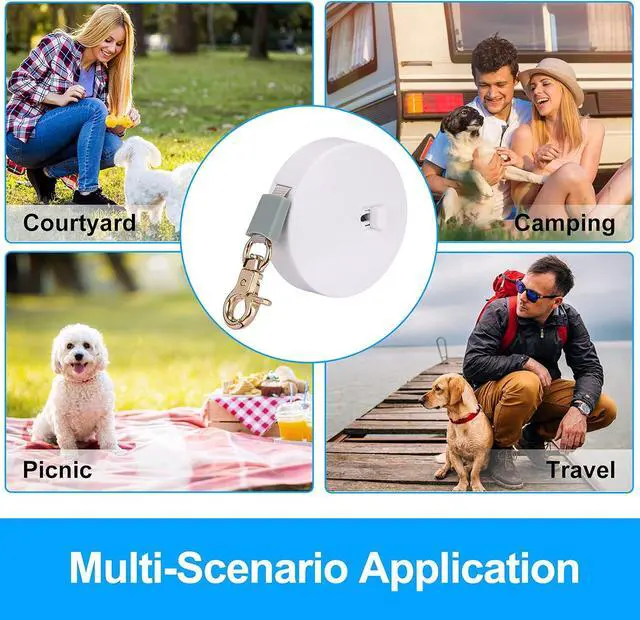 Alt view image 5 of 6 - Retractable Dog Leash for Small Dogs Cats up to 11lbs with 6.5ft Anti-Pull Strong Nylon Tape, Hands Free, Mini and Portable Walking Leash with Wrist Strap, One-Hand Brake, White Round