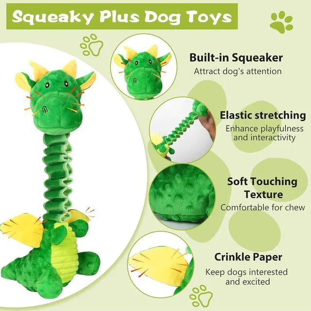 Alt view image 2 of 7 - Large Squeaky Dog Toys, Tug-of-War Puppy Toys with Crinkle Paper, Stuffed Plush Animal Dog Toys to Keep Them Busy, Bonding Time Pet Toys for Small, Medium, Large Dogs