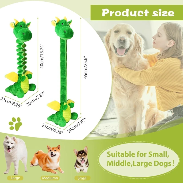 Alt view image 3 of 7 - Large Squeaky Dog Toys, Tug-of-War Puppy Toys with Crinkle Paper, Stuffed Plush Animal Dog Toys to Keep Them Busy, Bonding Time Pet Toys for Small, Medium, Large Dogs
