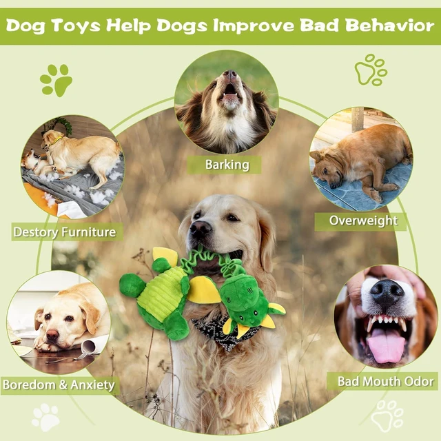 Alt view image 5 of 7 - Large Squeaky Dog Toys, Tug-of-War Puppy Toys with Crinkle Paper, Stuffed Plush Animal Dog Toys to Keep Them Busy, Bonding Time Pet Toys for Small, Medium, Large Dogs