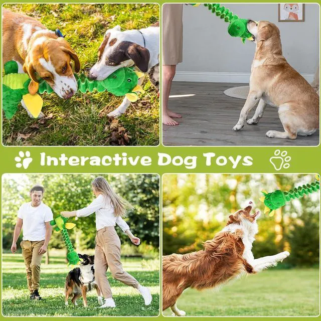 Alt view image 6 of 7 - Large Squeaky Dog Toys, Tug-of-War Puppy Toys with Crinkle Paper, Stuffed Plush Animal Dog Toys to Keep Them Busy, Bonding Time Pet Toys for Small, Medium, Large Dogs