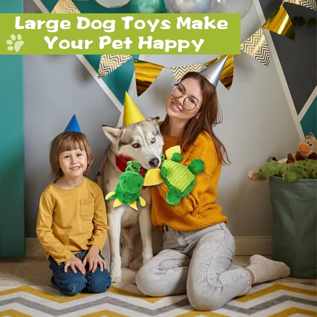 Alt view image 7 of 7 - Large Squeaky Dog Toys, Tug-of-War Puppy Toys with Crinkle Paper, Stuffed Plush Animal Dog Toys to Keep Them Busy, Bonding Time Pet Toys for Small, Medium, Large Dogs
