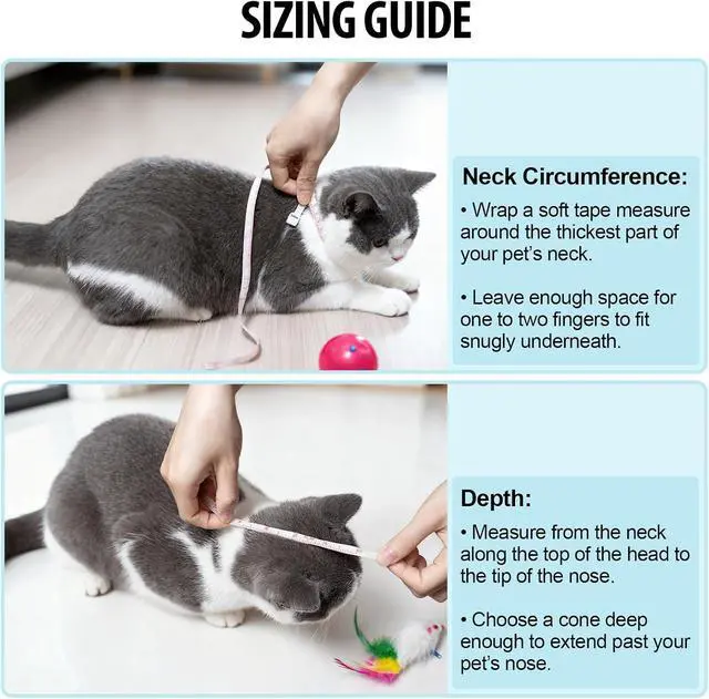 Alt view image 3 of 7 - Cat Cone Soft, Adjustable Recovery E-Collar for Pet Neck Size 9.5 in | Lightweight, Waterproof, Easy to Clean, Fits Kittens, Puppies, Rabbits after Surgery or Grooming, Prevents Licking Wounds