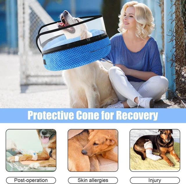 Alt view image 5 of 7 - Inflatable Dog Cone Collar Alternative,Dog Collar After Surgery(Blue,S) | 2in1Dog Cone Collar with Enhanced Anti-Licking Guard Shield,Adjustable Recovery Cones for Large Medium Small Dogs and Cats