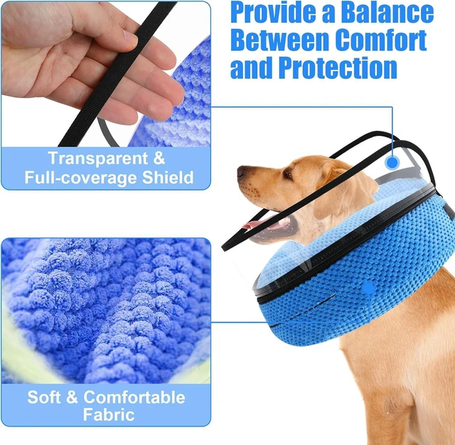 Alt view image 6 of 7 - Inflatable Dog Cone Collar Alternative,Dog Collar After Surgery(Blue,S) | 2in1Dog Cone Collar with Enhanced Anti-Licking Guard Shield,Adjustable Recovery Cones for Large Medium Small Dogs and Cats
