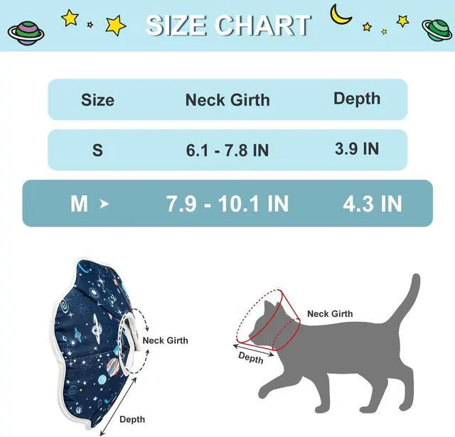 Alt view image 4 of 7 - Cat Cone Soft, Adjustable Recovery E-Collar for Pet Neck Size 9.5 in | Lightweight, Waterproof, Easy to Clean, Fits Kittens, Puppies, Rabbits after Surgery or Grooming, Prevents Licking Wounds