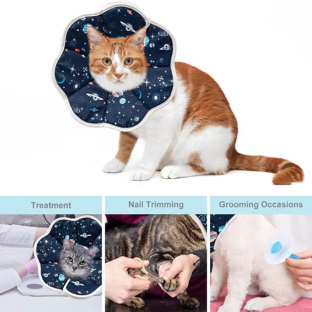 Alt view image 7 of 7 - Cat Cone Soft, Adjustable Recovery E-Collar for Pet Neck Size 9.5 in | Lightweight, Waterproof, Easy to Clean, Fits Kittens, Puppies, Rabbits after Surgery or Grooming, Prevents Licking Wounds