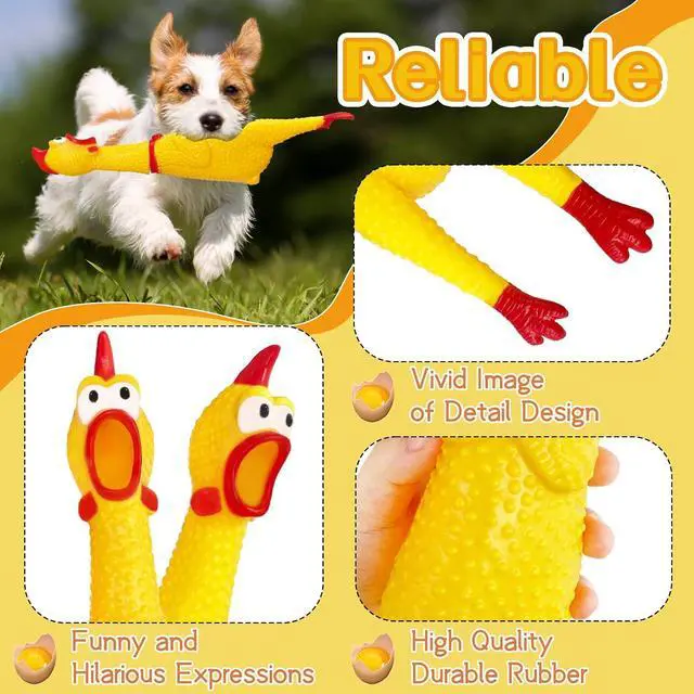 Alt view image 3 of 7 - Rubber Chicken,12 Inch Yellow Screaming Chicken Dog Toys,Squeeze Squawking Chickens,Prank Noise Maker Dog Toys for Silly Novelty Party Favors,Family Games