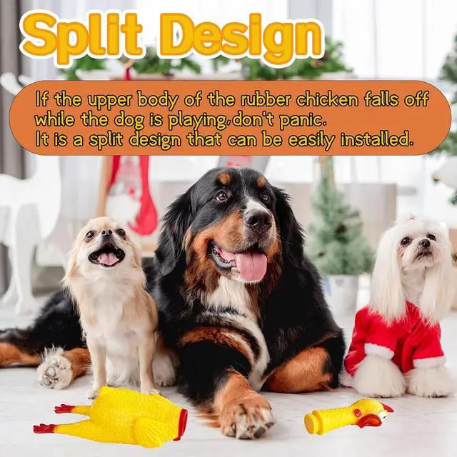 Alt view image 5 of 7 - Rubber Chicken,12 Inch Yellow Screaming Chicken Dog Toys,Squeeze Squawking Chickens,Prank Noise Maker Dog Toys for Silly Novelty Party Favors,Family Games