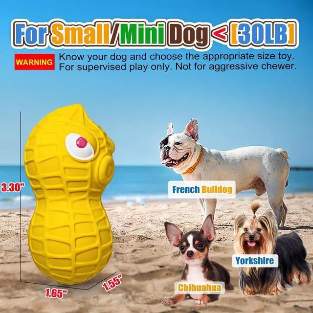 Alt view image 2 of 7 - Latex Squeaky Dog Toys for Small Dogs, Mini Breeds, 1.6" Peanut | 1.6"*1.7"*3.3" Peanut 3pcs, Soft Rubber Puppy Squeak Ball, Cute Pet Toys with Squeaker, Interactive Fetch Toy Indoor, Outdoor
