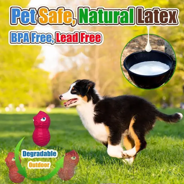 Alt view image 3 of 7 - Latex Squeaky Dog Toys for Small Dogs, Mini Breeds, 1.6" Peanut | 1.6"*1.7"*3.3" Peanut 3pcs, Soft Rubber Puppy Squeak Ball, Cute Pet Toys with Squeaker, Interactive Fetch Toy Indoor, Outdoor