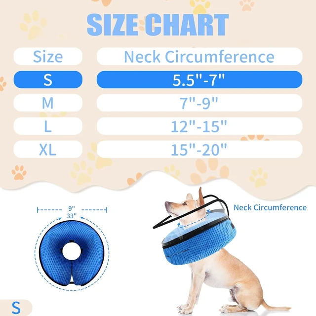 Alt view image 2 of 7 - Inflatable Dog Cone Collar Alternative,Dog Collar After Surgery(Blue,S) | 2in1Dog Cone Collar with Enhanced Anti-Licking Guard Shield,Adjustable Recovery Cones for Large Medium Small Dogs and Cats