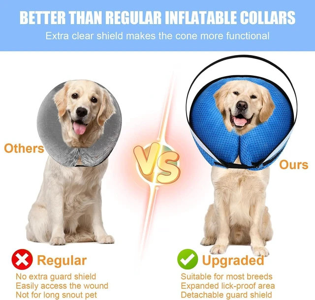 Alt view image 3 of 7 - Inflatable Dog Cone Collar Alternative,Dog Collar After Surgery(Blue,S) | 2in1Dog Cone Collar with Enhanced Anti-Licking Guard Shield,Adjustable Recovery Cones for Large Medium Small Dogs and Cats