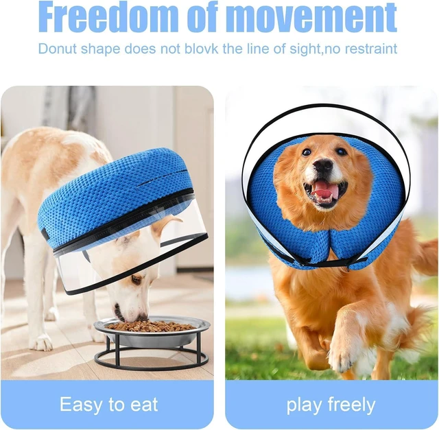 Alt view image 4 of 7 - Inflatable Dog Cone Collar Alternative,Dog Collar After Surgery(Blue,S) | 2in1Dog Cone Collar with Enhanced Anti-Licking Guard Shield,Adjustable Recovery Cones for Large Medium Small Dogs and Cats