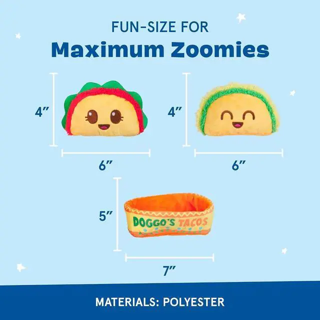 Alt view image 2 of 6 - Doggo's Tacos 3-in-1 Interactive Plush Dog Toy | Squeaky Dog Toys with Crinkle Holder - For Small to Medium Dogs and Puppies