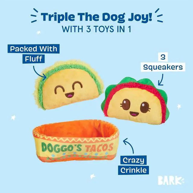 Alt view image 4 of 6 - Doggo's Tacos 3-in-1 Interactive Plush Dog Toy | Squeaky Dog Toys with Crinkle Holder - For Small to Medium Dogs and Puppies