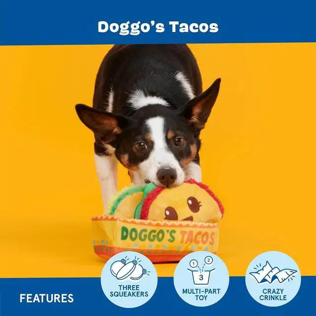 Alt view image 3 of 6 - Doggo's Tacos 3-in-1 Interactive Plush Dog Toy | Squeaky Dog Toys with Crinkle Holder - For Small to Medium Dogs and Puppies
