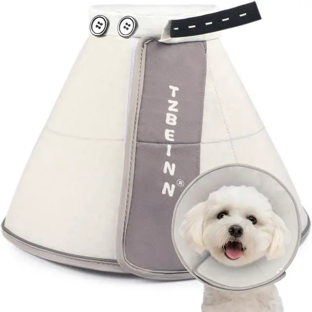 Main image of Soft Dog Cone Collar Alternative, Comfortable Elizabethan Dog Neck Pillow Cone for Medium Dogs (Maltese Bichon), Protective Adjustable Head Recovery Cone After Surgery Anti Licking