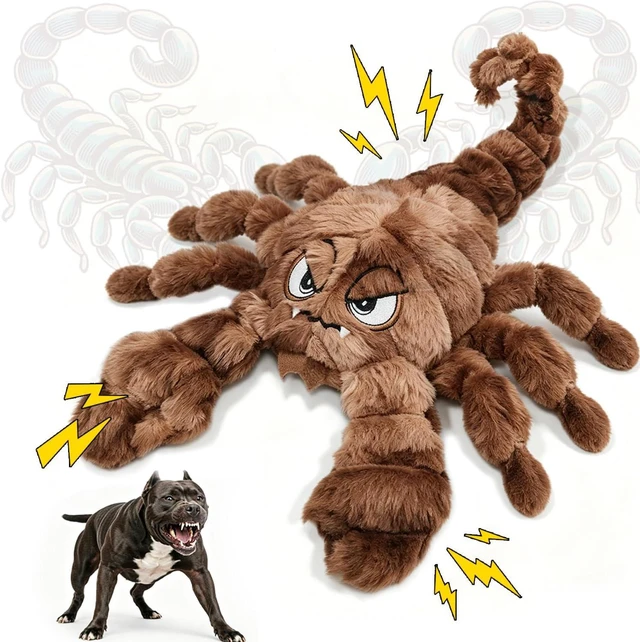 Main image of Squeaky Plush Dog Toy Interactive Chew Toys for Small Medium Dogs, Tough Crinkle Stuffed Animal Toys to Keep Them Busy, Brown Scorpion