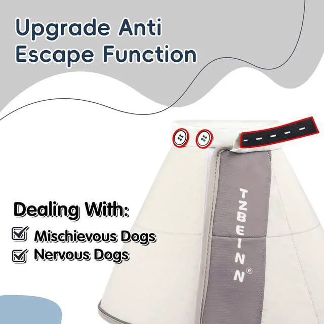 Alt view image 6 of 7 - Soft Dog Cone Collar Alternative, Comfortable Elizabethan Dog Neck Pillow Cone for Medium Dogs (Maltese Bichon), Protective Adjustable Head Recovery Cone After Surgery Anti Licking