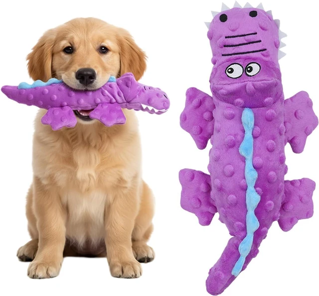 Main image of Squeaky Octopus Dog Toy No Stuffing, Crinkle Sound Plush Chew Toy for Small and Medium Dogs Durable and Machine Washable 2 Pack (Purple Crocodile)