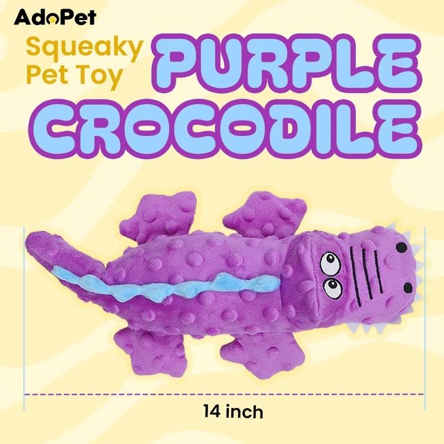Alt view image 2 of 6 - Squeaky Octopus Dog Toy No Stuffing, Crinkle Sound Plush Chew Toy for Small and Medium Dogs Durable and Machine Washable 2 Pack (Purple Crocodile)