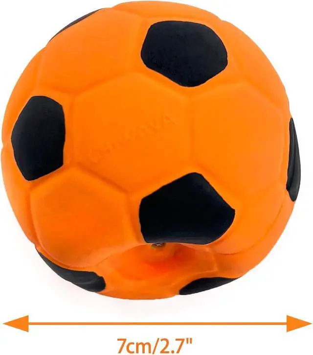 Alt view image 2 of 7 - 3PCS 2.7'' Squeak Latex Dog Toy Football Fetch Ball for Medium Dogs | Chew Throw Interactive Play, Soft Squeaky Bouncy Balls Toys for Indoor Outdoor Games,Assorted Colors