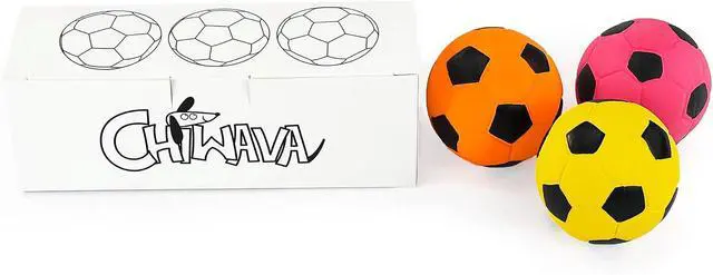 Alt view image 5 of 7 - 3PCS 2.7'' Squeak Latex Dog Toy Football Fetch Ball for Medium Dogs | Chew Throw Interactive Play, Soft Squeaky Bouncy Balls Toys for Indoor Outdoor Games,Assorted Colors