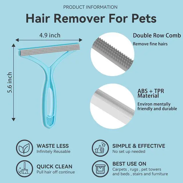 Alt view image 3 of 7 - Lint Remover 3-Pack, Pet Fur Remover, Carpet Rake, Lint Brush | Pet Hair Lint Remover, Fur Removal, Lint Brush, Portable Carpet Scraper, Clothes, Car Mats, Couch, Pet Bed, Furniture