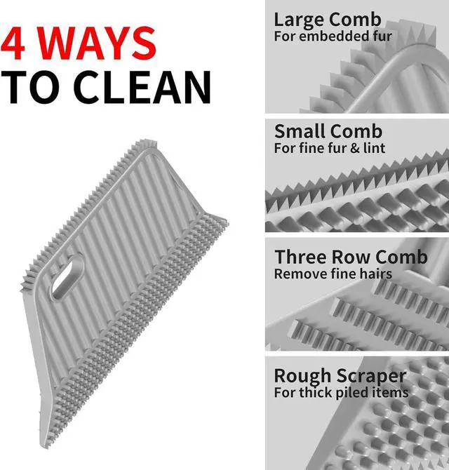 Alt view image 4 of 7 - Lint Remover 3-Pack, Pet Fur Remover, Carpet Rake, Lint Brush | Pet Hair Lint Remover, Fur Removal, Lint Brush, Portable Carpet Scraper, Clothes, Car Mats, Couch, Pet Bed, Furniture