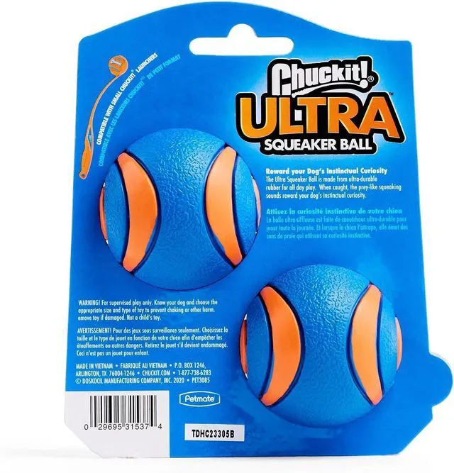 Alt view image 2 of 7 - Ultra Squeaker Balls for Dogs, Floating Water Pet Toys, Durable Rubber Pet Toy, Bouncy Squeaky Fetch Balls For Dogs, Pack of 2, Medium (2.5")