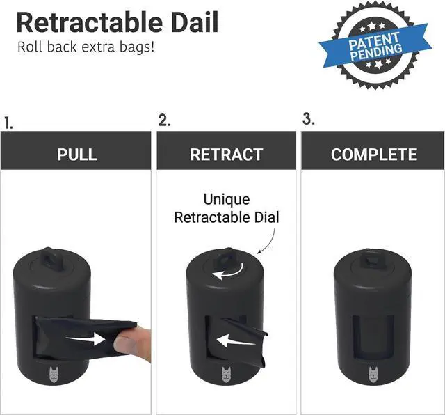 Alt view image 2 of 6 - Retractable Dog Poop Bag Holder with 15 Waste Bags | Stretchy lanyard, fits all dog leashes, compatible with hollow cardboard core waste bag rolls, portable for daily dog walking
