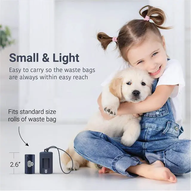 Alt view image 5 of 6 - Retractable Dog Poop Bag Holder with 15 Waste Bags | Stretchy lanyard, fits all dog leashes, compatible with hollow cardboard core waste bag rolls, portable for daily dog walking