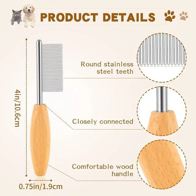 Alt view image 2 of 7 - 4 In Pet Face and Finishing Comb for Dogs Small Faces Metal Pocket Comb Perfect For Matted Fur Knots Tangles