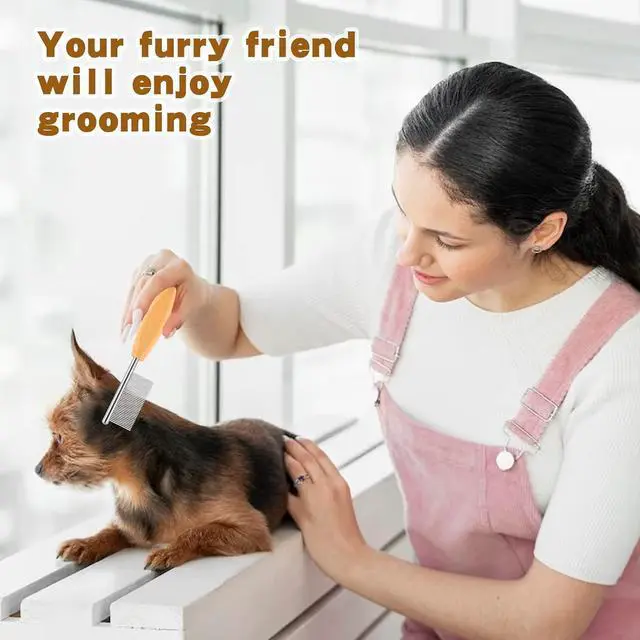 Alt view image 7 of 7 - 4 In Pet Face and Finishing Comb for Dogs Small Faces Metal Pocket Comb Perfect For Matted Fur Knots Tangles