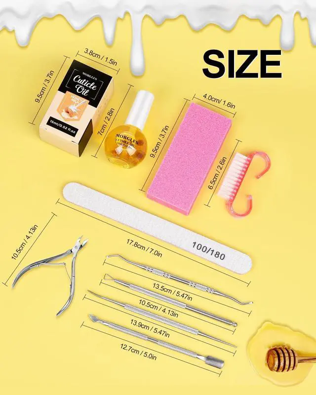 Alt view image 7 of 7 - Nail File and Buffer Blocks with Nail Care Kit | 13 Pcs Manicure Kit for Women, with Milk and Honey Cuticle Oil, Cuticle Trimmer Set