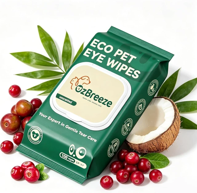 Main image of Eye Wipes for Dogs & Cats, Gently Remove Tear Stains, Debris & Discharge, Hypoallergenic Pet Eye Cleaner for Eyes, Wrinkles & Face, Unscented with Natural Coconut Oil & Provitamin B5, 100ct | Tear Sta