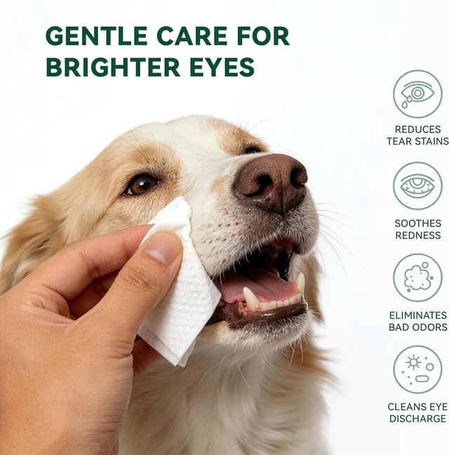 Alt view image 3 of 7 - Eye Wipes for Dogs & Cats, Gently Remove Tear Stains, Debris & Discharge, Hypoallergenic Pet Eye Cleaner for Eyes, Wrinkles & Face, Unscented with Natural Coconut Oil & Provitamin B5, 100ct | Tear Sta
