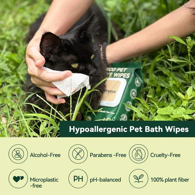 Alt view image 7 of 7 - Eye Wipes for Dogs & Cats, Gently Remove Tear Stains, Debris & Discharge, Hypoallergenic Pet Eye Cleaner for Eyes, Wrinkles & Face, Unscented with Natural Coconut Oil & Provitamin B5, 100ct | Tear Sta