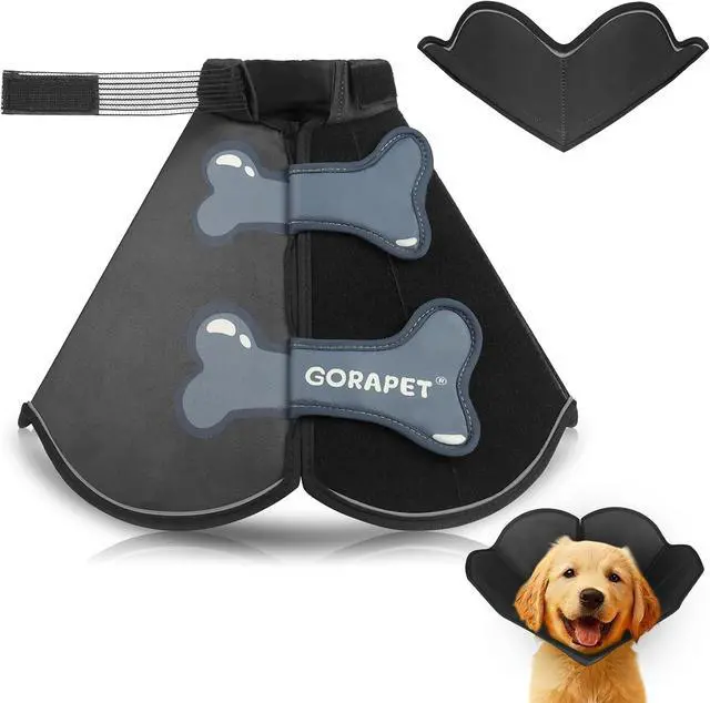 Main image of Dog Cone Collar Alternative, Partially Detachable Hard & Heavy Cone for Lab Golden GSD (Small&Medium Sized), Elizabethan Adjustable Protective Dog Neck Head Recovery Cone After Surgery Anti Licking